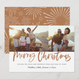 Cartão De Festividades Feriado de Natal 2 com script branco de ferrugem
