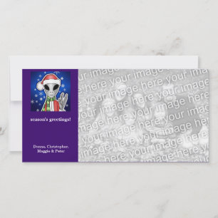 Cartão De Festividades Feriado de Natal Alienígena de papais noeis