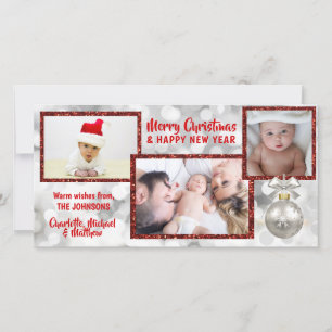 Cartão De Festividades Feriado de Natal Branco Personalizado FOTO