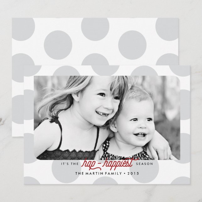 Cartão De Festividades Feriado de Natal da Polka mais feliz (Frente/Verso)