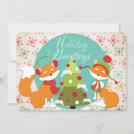 Cartão De Festividades Feriado de Natal da Red Fox