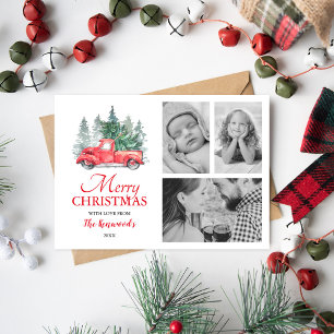 Cartão De Festividades Feriado de Natal de Caminhão Vermelho 3 Foto