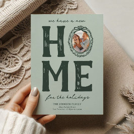 Cartão De Festividades Feriado de Natal do Novo Porte Verde Doméstico