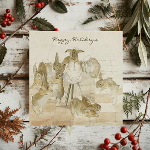 Cartão De Festividades Feriado de Natal do Vintage Beatrix Potter Rabbit