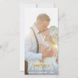 Cartão De Festividades Feriado de Natal Dourado CASADO | Adicionar FOTO