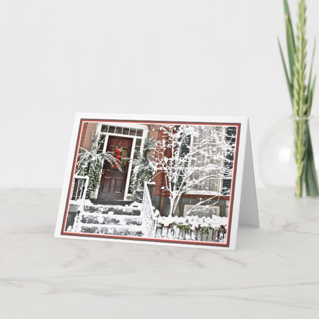 Cartão De Festividades Feriado de Natal em Beacon Hill: Boston MA (Frente)