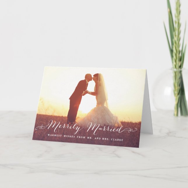 Cartão De Festividades Feriado de Natal Merrily Casado (Frente)