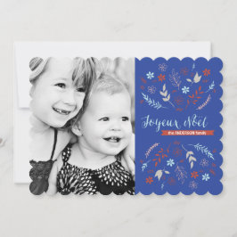 Cartão De Festividades Feriado de Natal Natural de Noël em Indigo