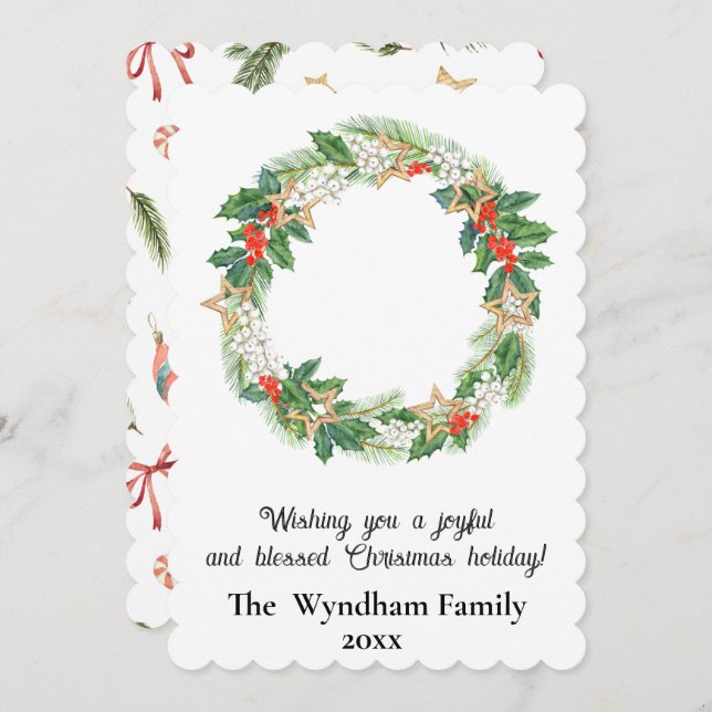 Cartão De Festividades Feriado de Natal Rustic Country Não Foto (Frente/Verso)