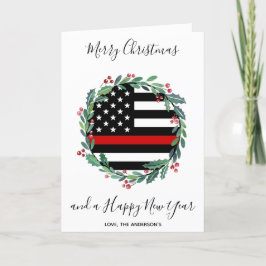 Cartão De Festividades Feriado de Natal Thin Red Line