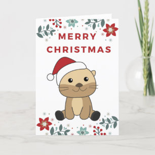 Cartão De Festividades Feriado de Oterro de Neve de Natal Otter