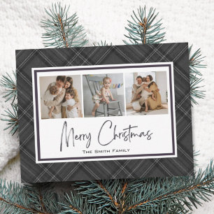 Cartão De Festividades Feriado de Xadrez Clássico de Natal Moderno