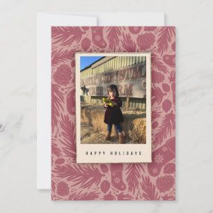 Cartão De Festividades Feriado do Padrão Floral de Cozy Pink Vintage