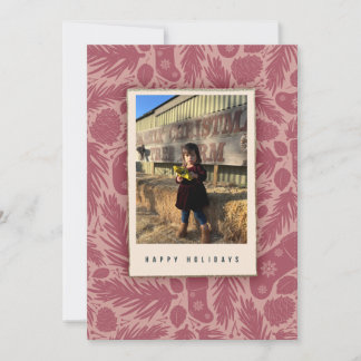 Cartão De Festividades Feriado do Padrão Floral de Cozy Pink Vintage