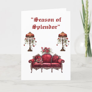 Cartão De Festividades Feriado Dobrado - Natal Vitoriano Elegante