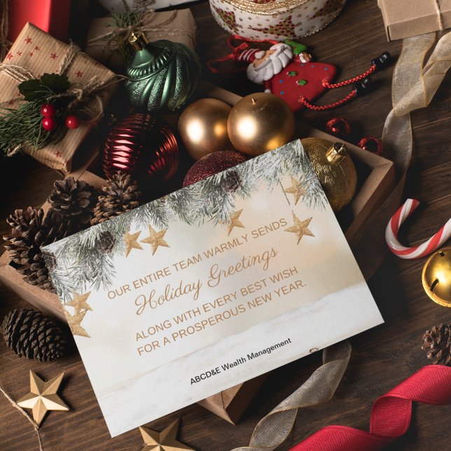 Cartão De Festividades Feriado Elegante Deseja com Destaques de Pino e Es (Criador carregado)