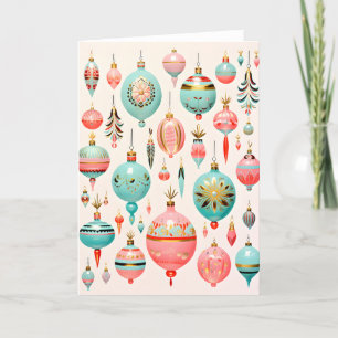Cartão De Festividades Feriado em Vintage Glass Ornaments