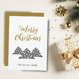 Cartão De Festividades Feriado Familiar Minimalista Moderno da Árvore de 