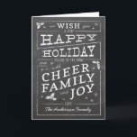 Cartão De Festividades Feriado Feliz do Estilo de Vintagem do Chalkboard<br><div class="desc">A tipografia inspirada em Vintage dá a este cartão de festas de café chalkboard estilo cartão de festas feliz um sentimento charmoso e festivo com detalhes holly branch. Personalize com o ano,  o nome da família,  uma foto e uma mensagem pré-impressa personalizada para que isso seja realmente uma espécie.</div>