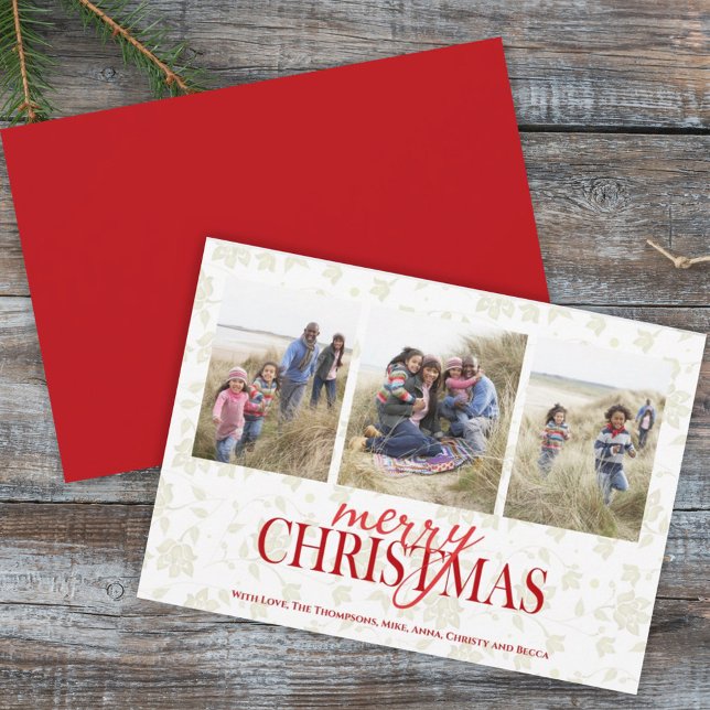 Cartão De Festividades Feriado Floral 3 Dourado Natal Elegante (Criador carregado)