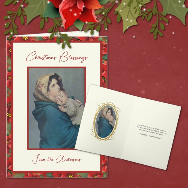 Cartão De Festividades Feriado Floral de Mãe Abençoada Religiosa Bebê Jes (Criador carregado)