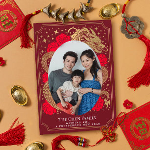 Cartão De Festividades Feriado Fotográfico do Dragão de Ano Novo Chinês