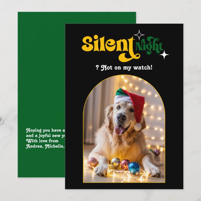Cartão De Festividades Feriado Luxe Funny Retro Pet Dog Foto de Natal (Frente/Verso)
