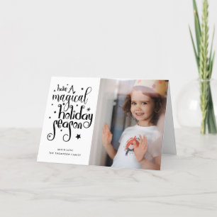 Cartão De Festividades Feriado Mágico Feriado Foto de Natal dobrada