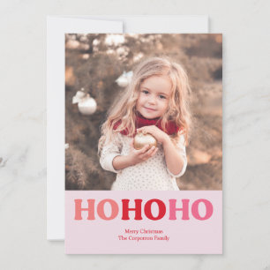 Cartão De Festividades Feriado Moderno Simples   Foto Vermelha e Rosa 2