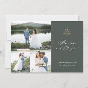 Cartão De Festividades Feriado Multi-Foto de Natal Casado e Brilhante