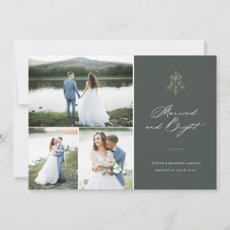 Cartão De Festividades Feriado Multi-Foto de Natal Casado e Brilhante