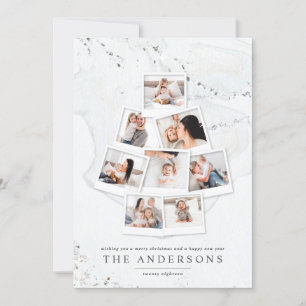 Cartão De Festividades Feriado multifoto da árvore de Natal Marble