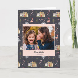 Cartão De Festividades Feriado na Árvore de Palma da Casa de Natal do Séc