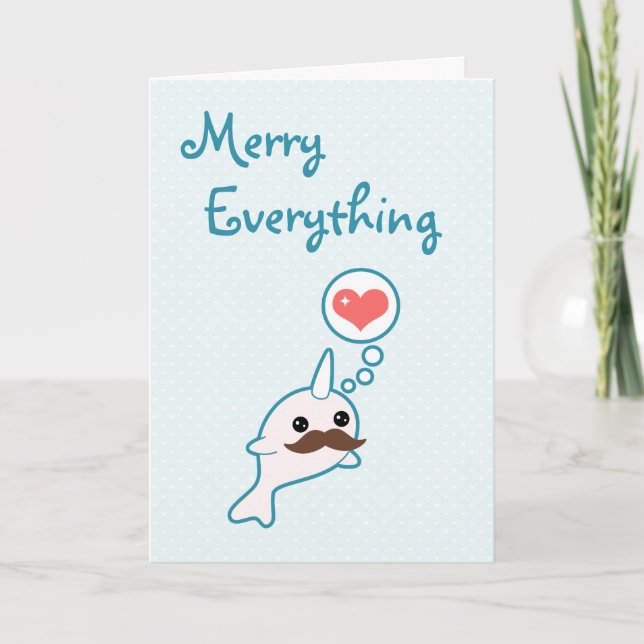 Cartão De Festividades Feriado Narwhal (Frente)