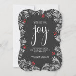 Cartão De Festividades Feriado Natal Joy Chalkboard Pine Branch<br><div class="desc">A tendência de saudações da época de Natal e placas planas econômicas, ideais para uso profissional ou pessoal. Ramais clássicos de pinheiros sazonais com tipografia casual no estilo de quadro de referência. Uma expressão brilhante e alegre de alegria no feriado — fácil adicionar seu nome corporativo ou comercial, família ou...</div>