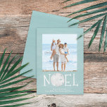Cartão De Festividades Feriado Natal Noel Foto Simple Trendy Beach<br><div class="desc">Este design apresenta o Natal, feriado moderno, noel simples de férias tropicais modernas, náuticas, fotografia de família 1, uma turquesa, e um oceano tropical costeiro dólar, tartaruga marinha à beira-mar, texto de tipografia único da na moda, letra de escrita de caligrafia branca, minimalista das ilhas de Natal, cartões de saudação...</div>