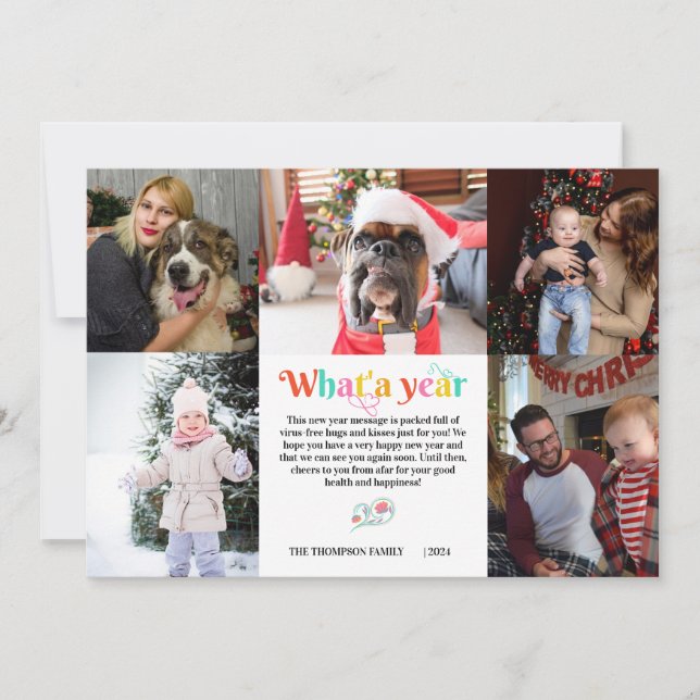 Cartão De Festividades Feriado Personalizado da Grade de Colagem de Fotog (Frente)