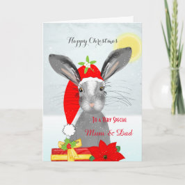 Cartão De Festividades Feriado Personalizado de Natal do Coelho Bonito