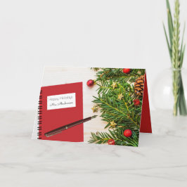 Cartão De Festividades Feriado personalizado do professor com notebook