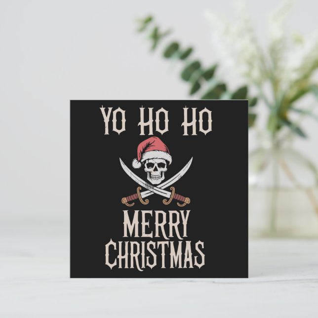 Cartão De Festividades Feriado Pirata Yo Ho Ho Natal Santa Navegação  (Em pé/Frente)