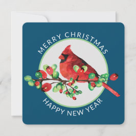 Cartão De Festividades Feriado Quadrado do Cardinal Vermelho Colorido de