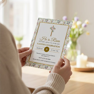 Cartão De Festividades Feriado Religioso de Páscoa Cristão Ele Ressuscito