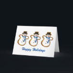 Cartão De Festividades Feriado Snowman Cookie Natal Hanukkah Feriado<br><div class="desc">As placas apresentam uma ilustração original de um biscoito em forma de neve. Excelente para enviar cartões de natal! Esta ilustração Chanukah também está disponível em outros produtos. Não vê o que está procurando? Precisa de ajuda para a personalização? Entre em contato com Rebecca para ter algo projetado só para...</div>