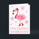 Cartão De Festividades Feriado tropical do Natal da praia do flamingo de<br><div class="desc">Estilo litoral da praia de Cindy Bendel do © todos os direitos reservados.</div>