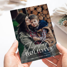 Cartão De Festividades Feriados alegres | Azul Escuro de Foto do Script E