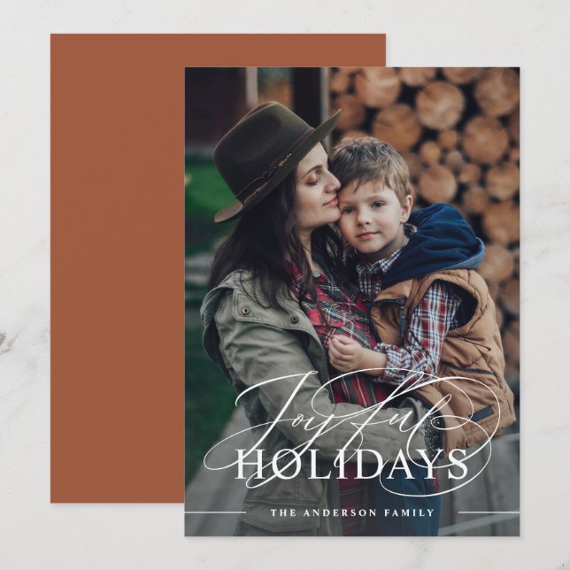 Cartão De Festividades Feriados alegres | Imagem Elegante Terracotta (Frente/Verso)