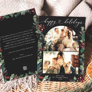Cartão De Festividades Feriados Botânicos Escuros Felizes 2 Foto