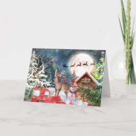 Cartão De Festividades Feriados de inverno russos Papais noeis de caminhõ