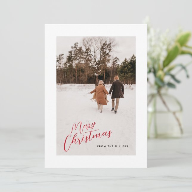 Cartão De Festividades Feriados de Natal Feliz da Família (Em pé/Frente)