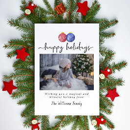 Cartão De Festividades Feriados Felizes 1 Ornamentos de Cores de Água Fót